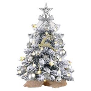 Mini Christmas Tree with Lights Snow Flocked Pre-lit Tabletop Christmas Tree